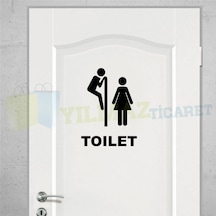 Yılmazetic Wc Toilet Kapı Klozet Yapıştırma Banyo Sticker 13 x 9 CM