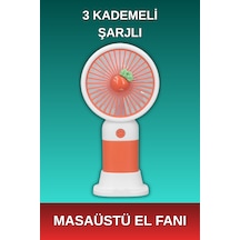 Alepera Electronic - 3 Kademeli Şarjlı Mini El Fanı - Turuncu & Beyaz Renk