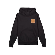 Startmore Oversıze Sıyah Amsterdam Baskılı Kapşonlu Kanguru Cepli Unisex Pamuklu Sweatshirt Siyah Siyah