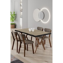 Canisa Akort Serisi Mdf Sabit 80x130 Traverten Mutfak Masa Takımı 4 Cappucino Sandalye Traverten Masa Cappucino Masa