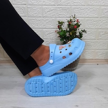 Sonimix 12901 Bebe Mavisi Taşlı Kalın Tabanlı Kadın Terlik 001