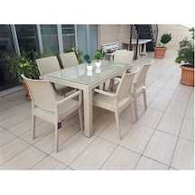 Ozdoganlaravm 80X140 Camlı Masa 6 Sandalye Rattan Takı (274297188)