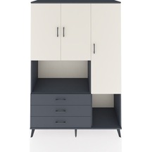 Hyperion Dolap 6 Raflı 3 Çekmeceli 3 Kapaklı 132x44x195 Antrasit-aytaşı/antrasit Aytası/antrasıt
