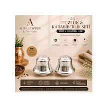 2 Li Gümüş Renk Bakır Tuzluk Karabiberlik Seti 1 Mm İçi Kalaylı Tuzluk Biberlik Baharatlık - Bakır Bileklik Hediyedir Trs-0150