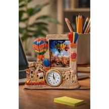 Athstore Alçı Kapadokya Peribacası Saatli Fotoğraf Çerçevesi
