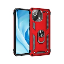 Xiaomi Mi 11 Lite Uyumlu Kılıf Sofya Yüzüklü Silikon Kapak - Kırmızı