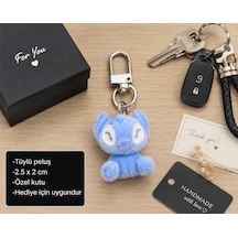 Azuri Sevimli Mavi Peluş Charm Anahtarlık Mini Figür Hediye Aksesuarı
