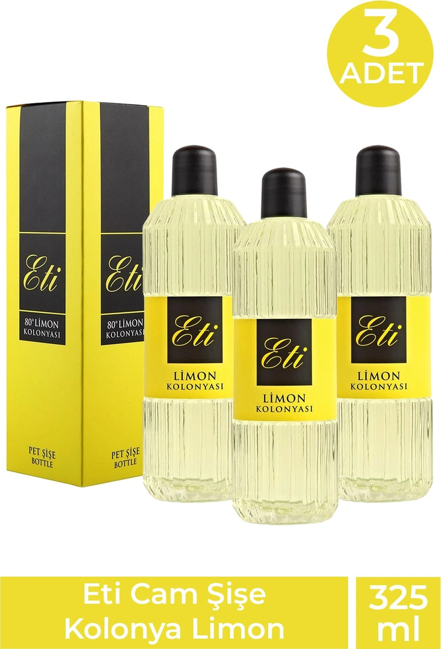 Eti Cam Şişe Kolonya Limon 325 Ml 3 Adet