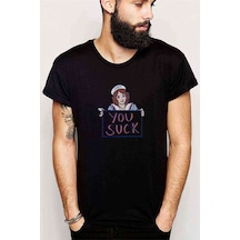Stranger Things You Suck Baskılı Siyah Erkek Tshirt