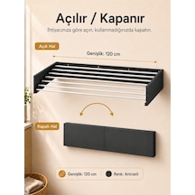 Çamaşır Kurutma Askısı Katlanır Duvara Monte Balkon Banyo Askılık Duvar Tipi Yer Tasarruflu Çamaşırlık 120 Cm Belize Antrasit