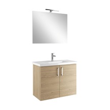 Kale Noah Meşe 80 Cm Kapaklı Alt Dolap, Lavabo Ve Ayna Takımı Kahverengi