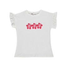 Civil Girls Kolları Fırfırlı 6-9 Yaş Tişört - Kırık Beyaz