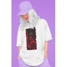 Sevbano The Weeknd Rapper Baskılı Unisex Oversize Şarkıcı Tişört Beyaz