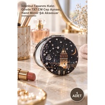1 Adet Taşlı El Aynası İstanbul Tasarımı Kalın Gövde 7x7 Cm Cep Aynası, Hand Mirror Şık Aksesuar