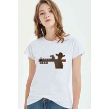 Walking Dead Baskılı Beyaz Kadın Tshirt