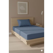 %100 Pamuk Ranforce Premium Tek Kişilik Çarşaf Seti - İndigo İndigo