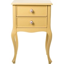 Roys Ahşap 2 Çekmeceli Masif Lake  Sarı Komodin  Telefonluk