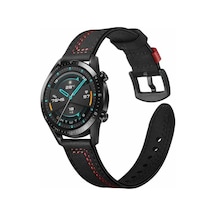 Galaxy Watch 46mm 22mm Uyumlu Krd-19 Deri Zore Kordon-siyah