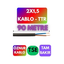 Öznur 2x1,5 Ttr Kablo Siyah Metre Seçenekli - 90 Metre