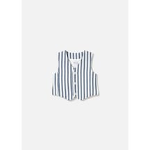 Mayoral Erkek Bebek Çizgili Keten Yelek 1303 White