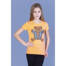 Toontoy Kids Toontoy Kız Çocuk Ayıcık Baskılı Tişört Turuncu