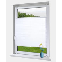 Beyaz Plise Katlanır Cam Balkon Perdesi - Ofis Perdesi - Ev Perdesi - Salon Perdesi - Plise Perde Kancalı Sadece Cam Balkon İçin
