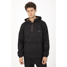 Maraton Sportswear Comfort Erkek Kapşonlu Uzun Kol Basic Siyah Yağmurluk 21353-siyah Siyah