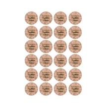 Kraft Renk 4x4 Cm Orkideli Teşekkür Ederiz-yuvarlak Yapışkanlı Ürün Ambalaj,paket Etiketi-pp-96 Adet Kahverengi