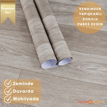 Technosmart 60 100cm Kendinden Yapışkanlı Parke Görünümlü Premium Zemin Duvar Kağıdı Dolap Kaplama Vizon