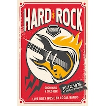 Hard Rock Retro Vintage Ahşap Poster