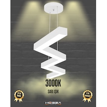 Zigzag Beyaz Kasa, Sarı Işık Modern Sarkıt Led Avize Beyaz