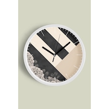 Soyut Tasarım Modern Duvar Saati - 25cm - Önü Camlı Beyaz Kasa - Sessiz Mekanizma-jh0072 Beyaz