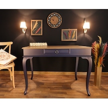 Wooding-Mobilya Wooding 100 Cm Çekmeceli Masif Lacivert Naturel Çalışma Masası