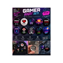 44 Mm Gamer Rozet Seti 10'lu Gaming & Retro İğneli Rozet Çanta Ve Ceket Aksesuarı Diğer