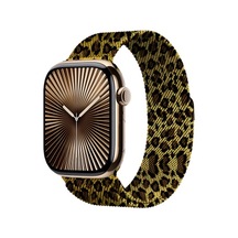 Apple Watch 42mm Uyumlu Krd-01 Leopar Desenli Metal Kordon - Sarı-leopar