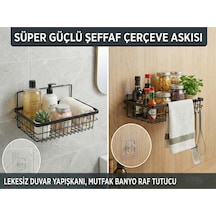 5'li Şeffaf Güçlü Yapışkanlı Askı Delmeden, İz Bırakmadan Duvar Ve Fayans Montaj Kancası Beyaz Diğer