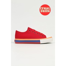 United Colors Of Benetton Bnı-10031 Ithal Kırmızı Kadın Keten Sneaker Spor Ayakkabı V1-Kırmızı