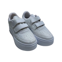 Ortopedik Yüksek Kaymaz Tabanlı Çift Cırtlı Unisex Spor Ayakkabı Beyaz