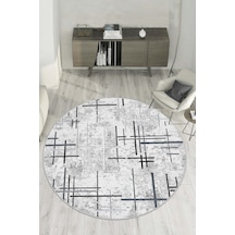 West Home Dijital Baskı Yıkanabilir Kaymaz Taban Yuvarlak Mutfak Halısı Salon Halısı Ve Yolluk Wh 488 Grey Yuvarlak