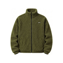 Genius Store Oversize Peluş Erkek İçi Polarlı Tam Fermuarlı Sherpa Sonbahar Kış Kadın Polar Sweatshirt Oversıze-pelus Haki