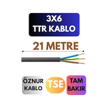 Öznur 3x6 Ttr Kablo Metre Seçenekli Siyah - 21 Metre