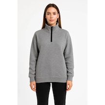 Epilons Zenda1125 Üç İplik Dık Yaka Yarım Fermuarlı Sweatshirt - Gri Zenda478