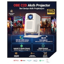 OBE C2D 500 ANSI Lümen 4K Destekli Netflix Sertifikalı 180 Derece Dönebilen Otomatik Odaklı Akıllı Projeksiyon Cihazı