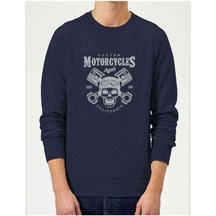 American Moto Costume Repair Baskılı Indigo Erkek Sweatshirt
