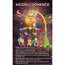 Işıklı Müzikli Sesli Kumanda Edilebilir Renkli Hayvan Figürlü Eğitici Oyuncak Beşik Dönencesi