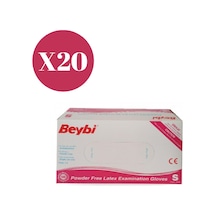 Beybi Lateks Pudrasız Muayene Eldiveni 100'lü x 20 Adet Beyaz S