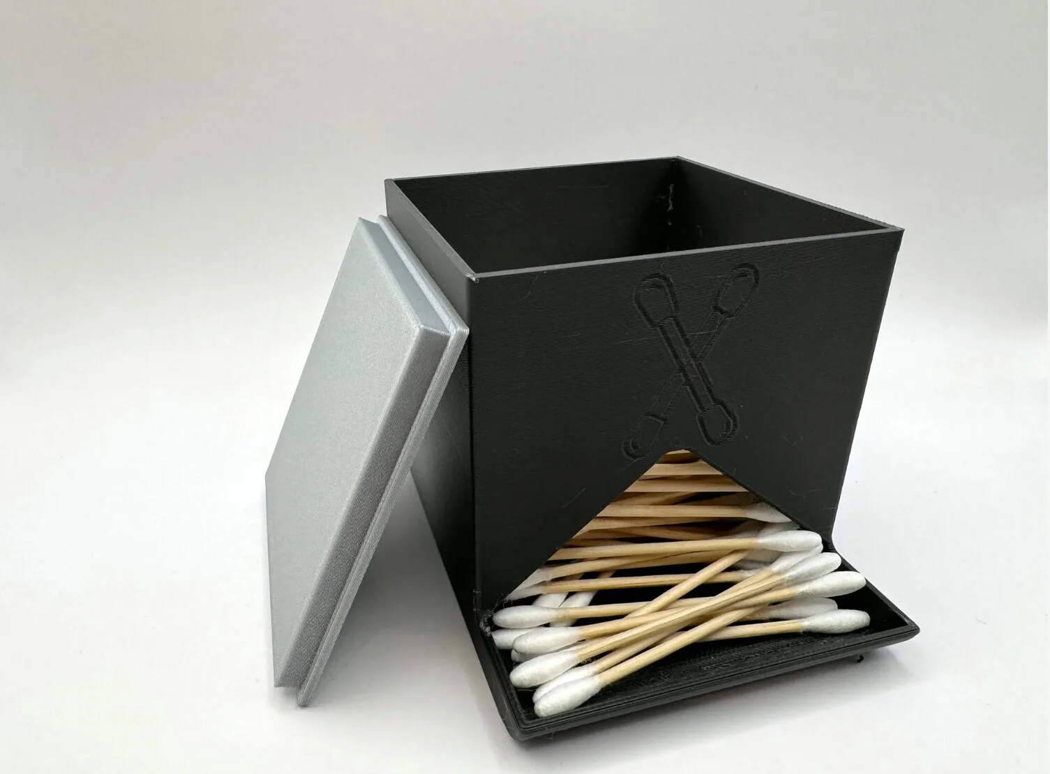 Modern Kulak Çubuğu Kutusu - Siyah Banyo Düzenleyici Organizer - Kulak Pamuğu Dispenseri