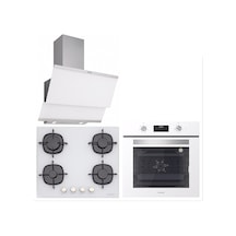 Silverline BO6502W02 - CS5436W01 - 3420 Classy 60 CM Beyaz Cam Ankastre Set