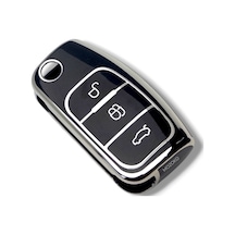 Ford Focus Fiesta Kuga Mondeo Uyumlu Koruma Kumanda Anahtar Kılıfı Sert Kapak Parlak Siyah Krom