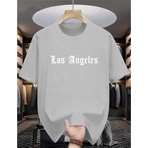 Kozia Outdoors Malkoçbey Los Angeles Baskılı Oversize Unisex Basic O Yaka T-şhirt Gri Gri